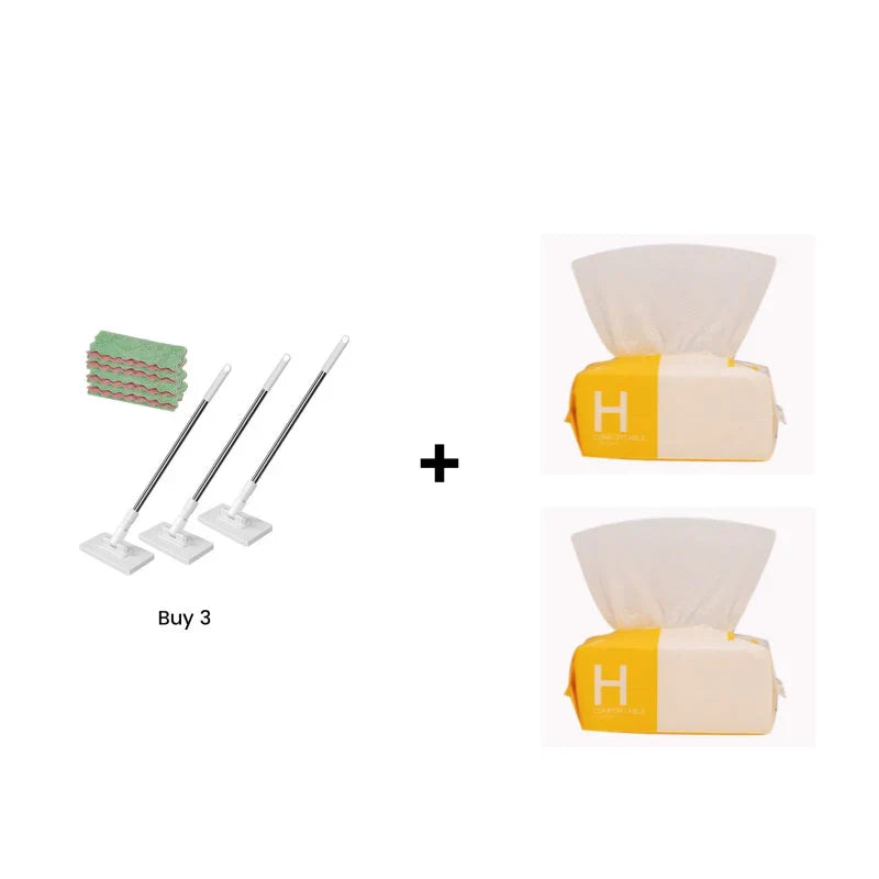🔥Hot Sale 50% OFF🔥Flat Mop with Stainless Steel Handle, come with Reusable Washable Mop Cloths🏆