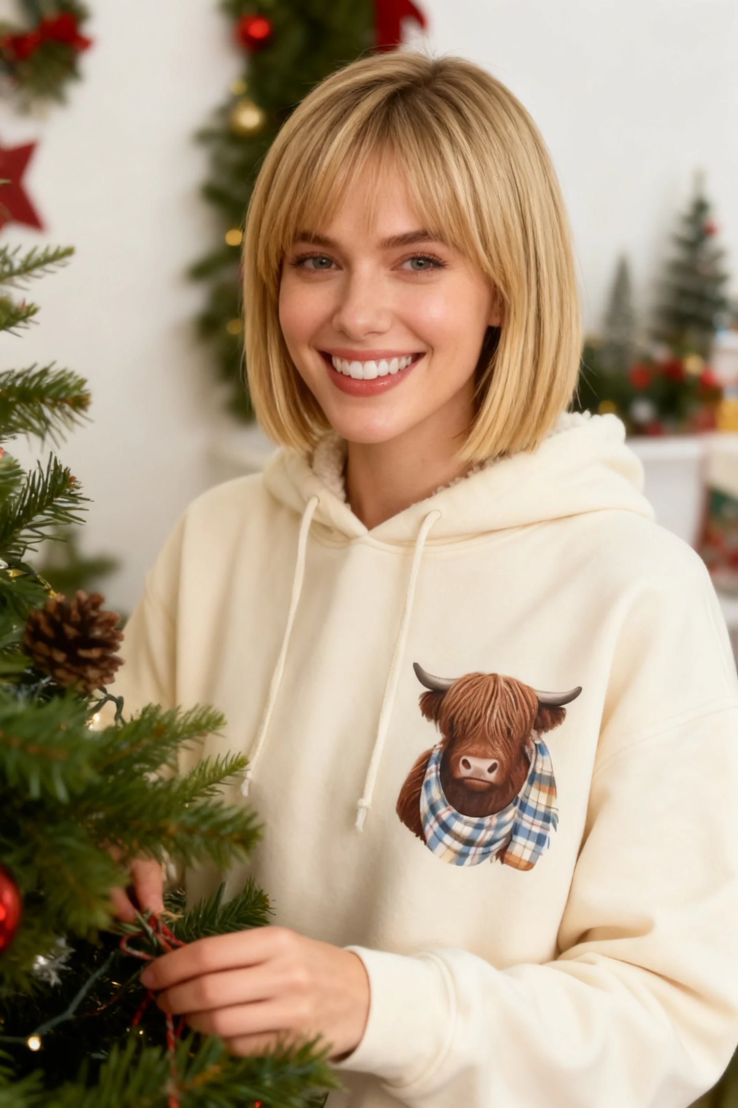 💖NEW YEAR SALE 50% OFF!!🎁Cute Highland Cow Cozy Fleece-Lined Hooded Sweatshirt🦬