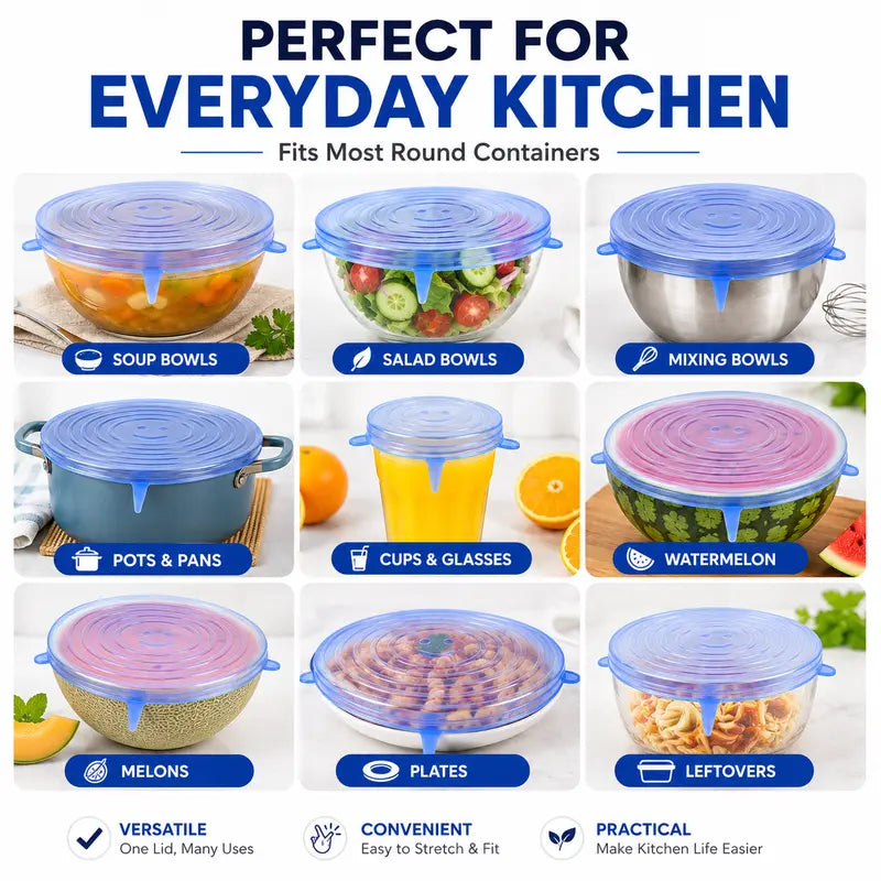 🔥Last day sale 50% OFF🔥Adpartner Silicone Lids for Food Storage (6-Pack)