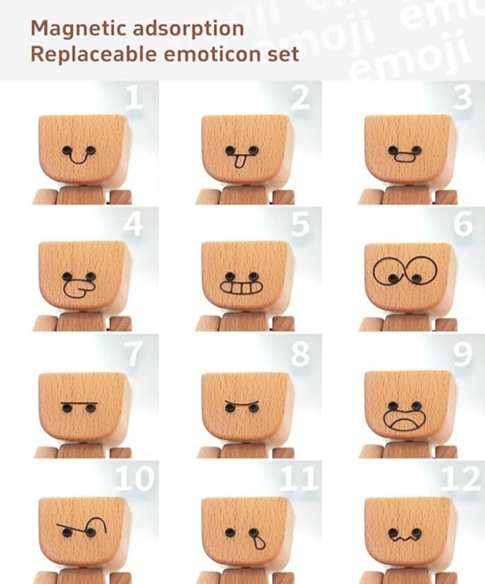 🎁New Year Sale 50% OFF💖Charming Little Swaying Wooden Figure & 12PCS Magnetic Expressions