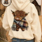 💖NEW YEAR SALE 50% OFF!!🎁Cute Highland Cow Cozy Fleece-Lined Hooded Sweatshirt🦬