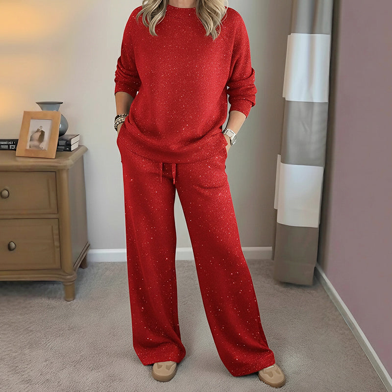 ⏰Last Day Sale - 49% OFF✨Women's Glitter Pullover Sweater & Pants 2-Piece Set