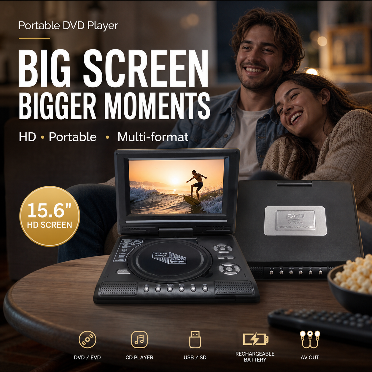 ⏰🎉Limited-time Offer: 50% OFF!🎉—📺 7.8" HD Portable DVD/EVD Player – Large Screen, Rechargeable & Compatible with DVD/CD/USB/SD