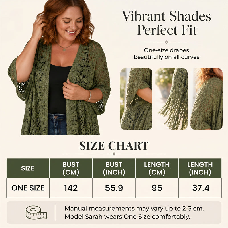 🔥Special Price:£15.99!!😍Women’s Oversized Knit Cardigan – Lightweight Crochet Tassel Kimono for Spring & Summer 🌸