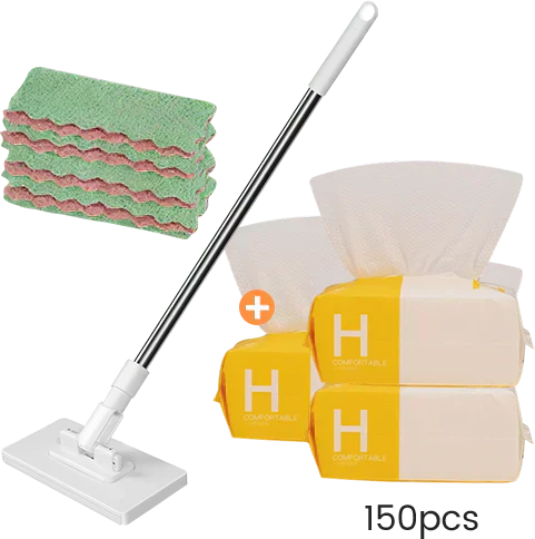 🔥Hot Sale 50% OFF🔥Flat Mop with Stainless Steel Handle, come with Reusable Washable Mop Cloths🏆
