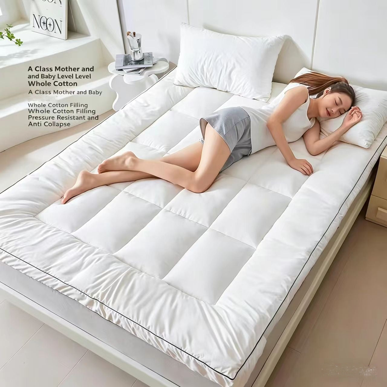 ✨50% OFF!! 💚🛌Premium Viscose Made from Bamboo Twin Size Mattress Topper for Back Pain,1200 GSM Quilted Fitted Extra Thick Mattress Pad,Pillow Top Mattress Cover🌸
