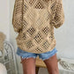 🥰Summer Sale-50% OFF💛Womens Bohemian-Inspired Beige Crochet Top With V-Neck