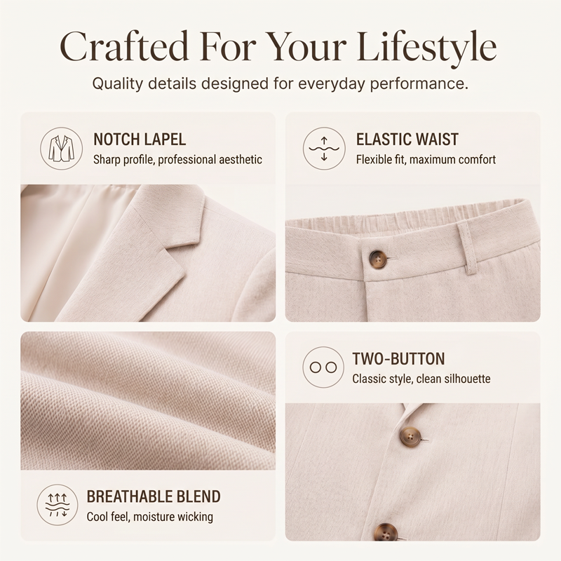 Men's Short Sleeve Suit 2-Piece Set
