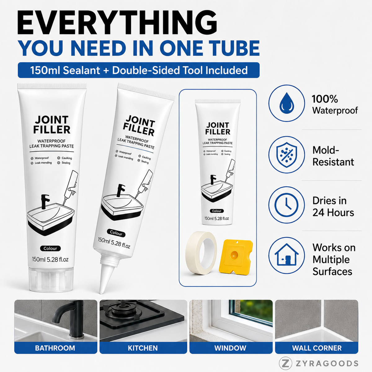 🏠 MULTI-PURPOSE WATERPROOF JOINT FILLER — Mould-Resistant | Flexible Seal | Indoor & Outdoor Use 🔧