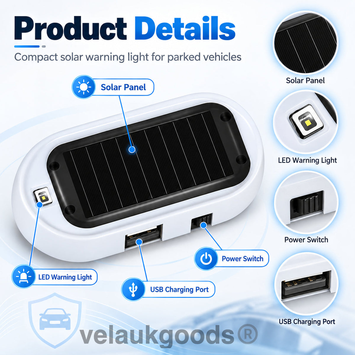 🏆 Last Day Special Price £8.99! 🚨🚗Compact Solar Anti-Theft LED Flashing Lamp