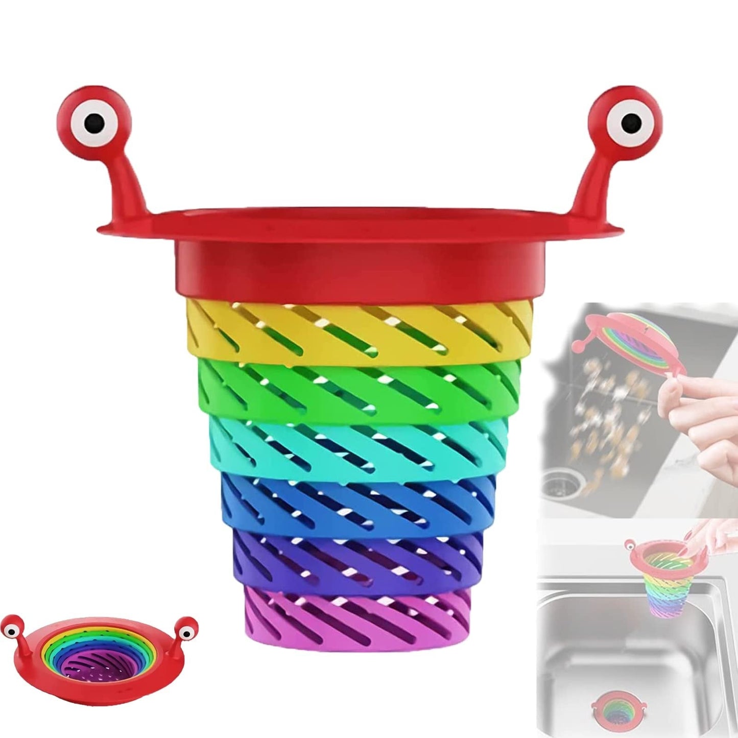 🌈 BUY 1 GET 1 FREE! 🧼 Sink Strainer – Monster design, foldable rainbow & large capacity – No more clogs – grab yours! ✅