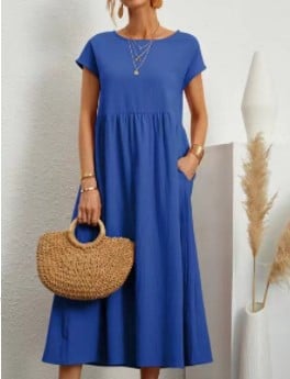 ⏰Last Day Sale 49% Off💃Solid Color Sleeveless Loose Cotton and Linen Pocket Dress