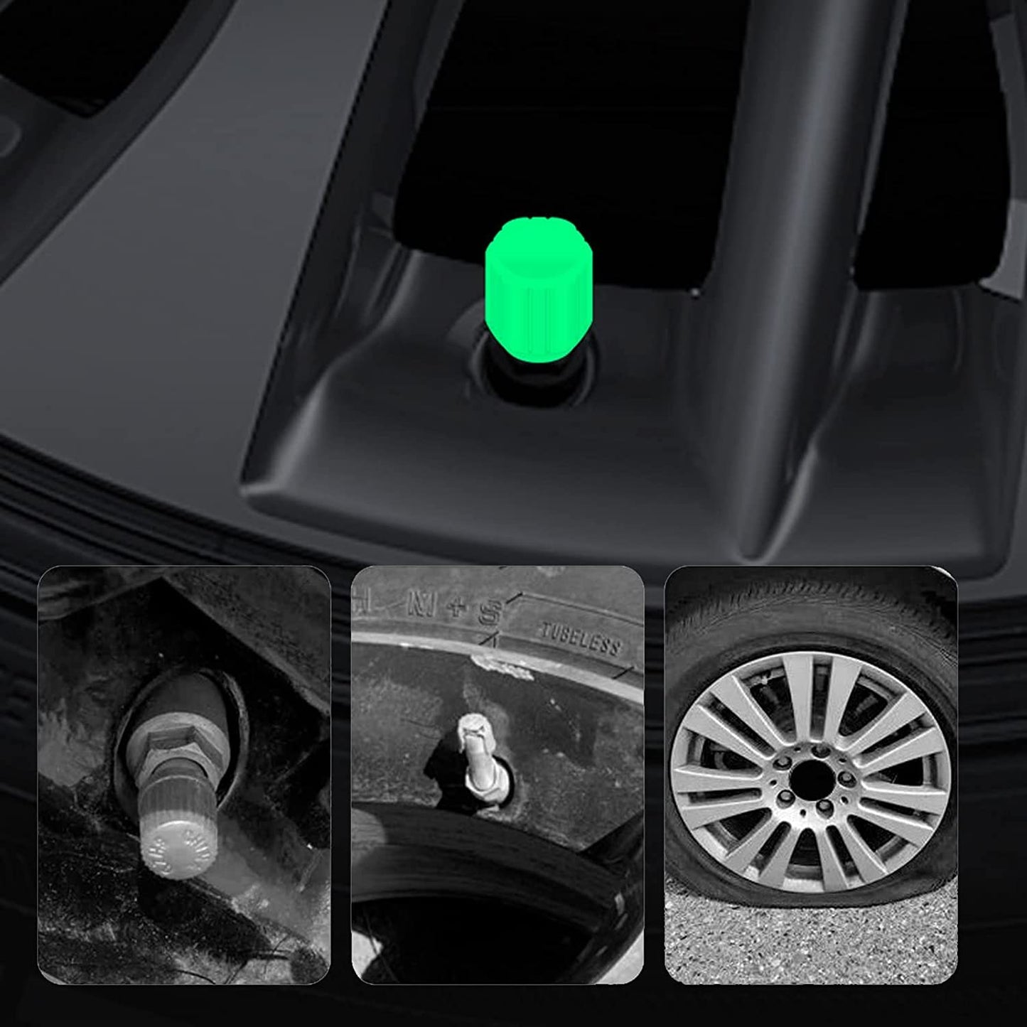 💥Glow-in-the-dark valve caps (tire valve caps) 🚗💫