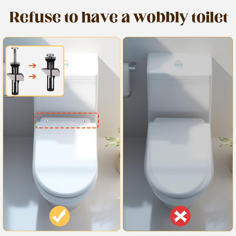 🚽🔩50% OFF NOW! Heavy Duty Toilet Seat Fastener Bolt kit – Universal Locking Screws, Anti-Wiggle Toilet Seat Hardware for Secure & Stable Installation
