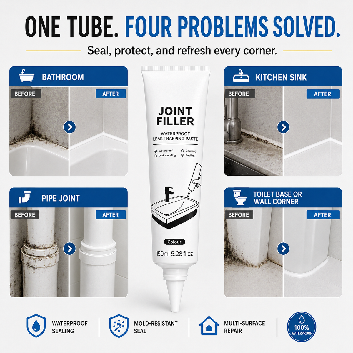 🏠 MULTI-PURPOSE WATERPROOF JOINT FILLER — Mould-Resistant | Flexible Seal | Indoor & Outdoor Use 🔧