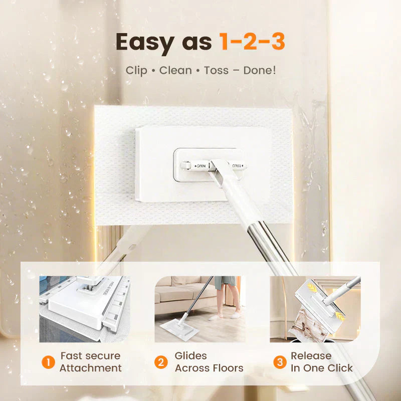 🔥Hot Sale 50% OFF🔥Flat Mop with Stainless Steel Handle, come with Reusable Washable Mop Cloths🏆