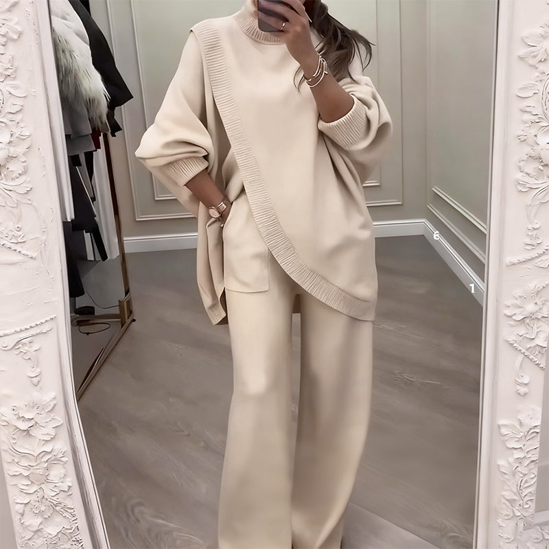 🎁Winter Hot Sale 50% OFF💝Women's 2-piece set – Asymmetrical sweater + Wide-Leg pants