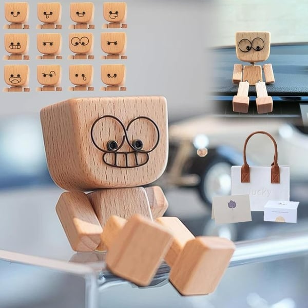 🎁New Year Sale 50% OFF💖Charming Little Swaying Wooden Figure & 12PCS Magnetic Expressions
