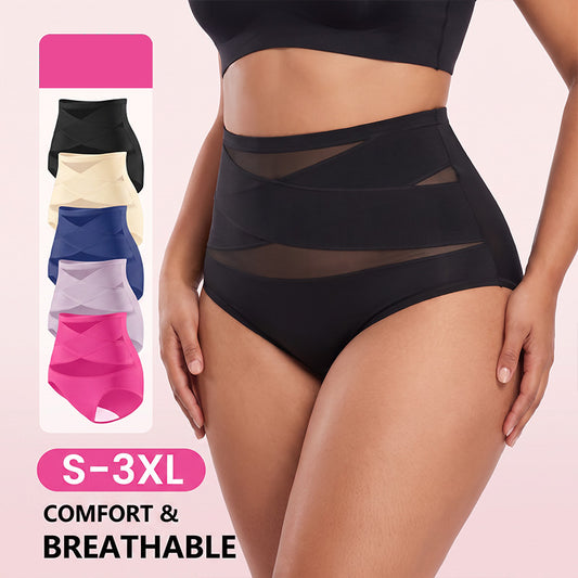 🌸Last Day-Buy 1 Get 3 Packs✨Plus-Size High-Waist Cross Tummy Control Panties