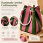 🏆👜 Limited Time Special Price ￡8.99!!✨  Boho Striped Knit Bucket Handbag for Women – Handmade Summer Beach Shoulder Bag
