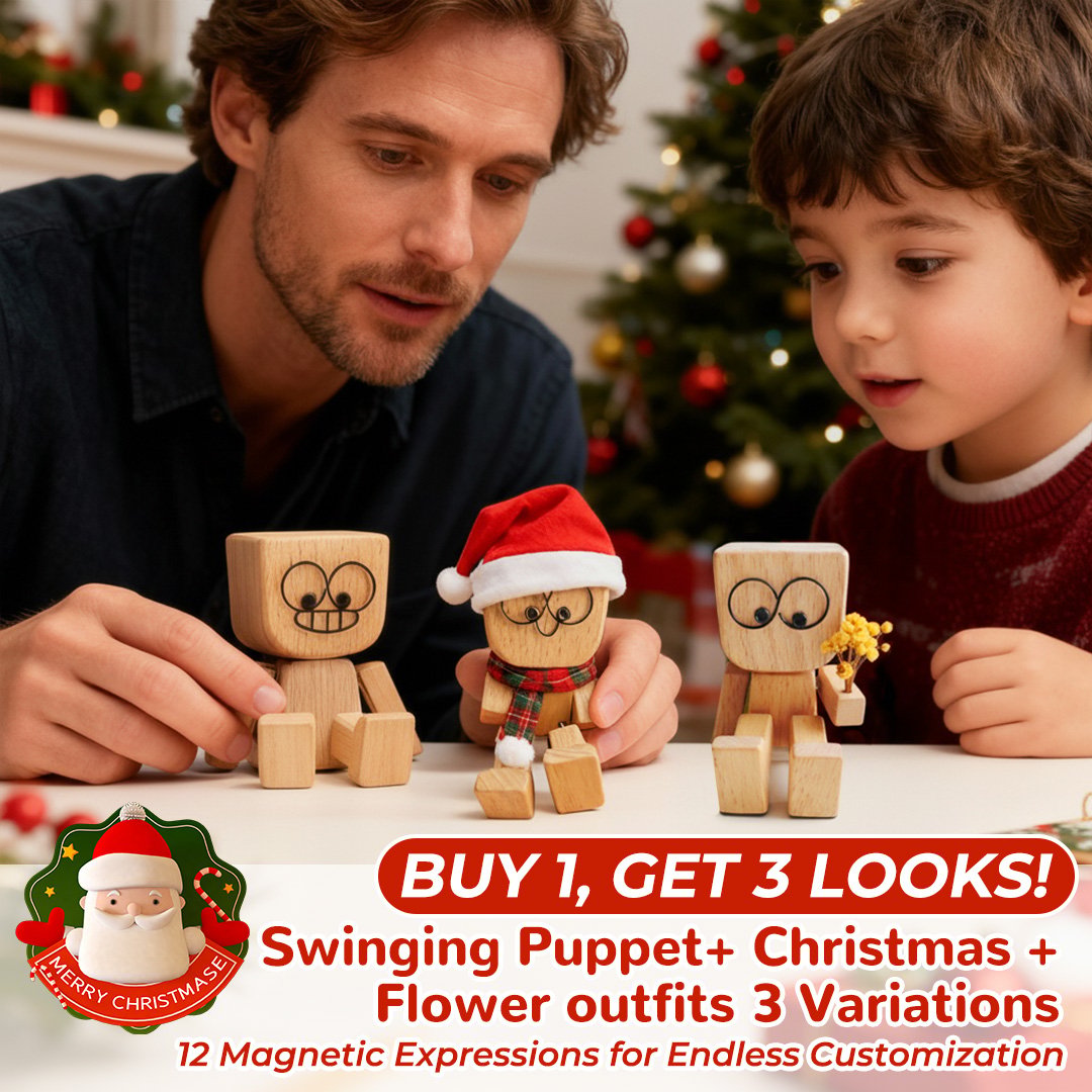 🎁New Year Sale 50% OFF💖Charming Little Swaying Wooden Figure & 12PCS Magnetic Expressions