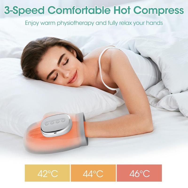📢📢50%  OFF !!⏰Portable Hand Massager with Heat & Compression, Wireless 3 Modes for Carpal Tunnel Relief