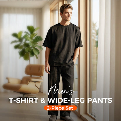 🥳SUMMER HOT SALE💥50% OFF! 🔥Men's T-Shirt & Wide-Leg Pants 2-Piece Set
