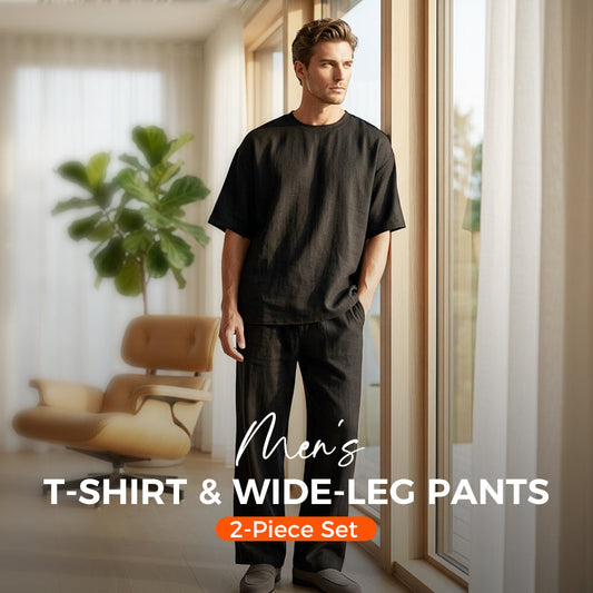 🥳SUMMER HOT SALE💥50% OFF! 🔥Men's T-Shirt & Wide-Leg Pants 2-Piece Set