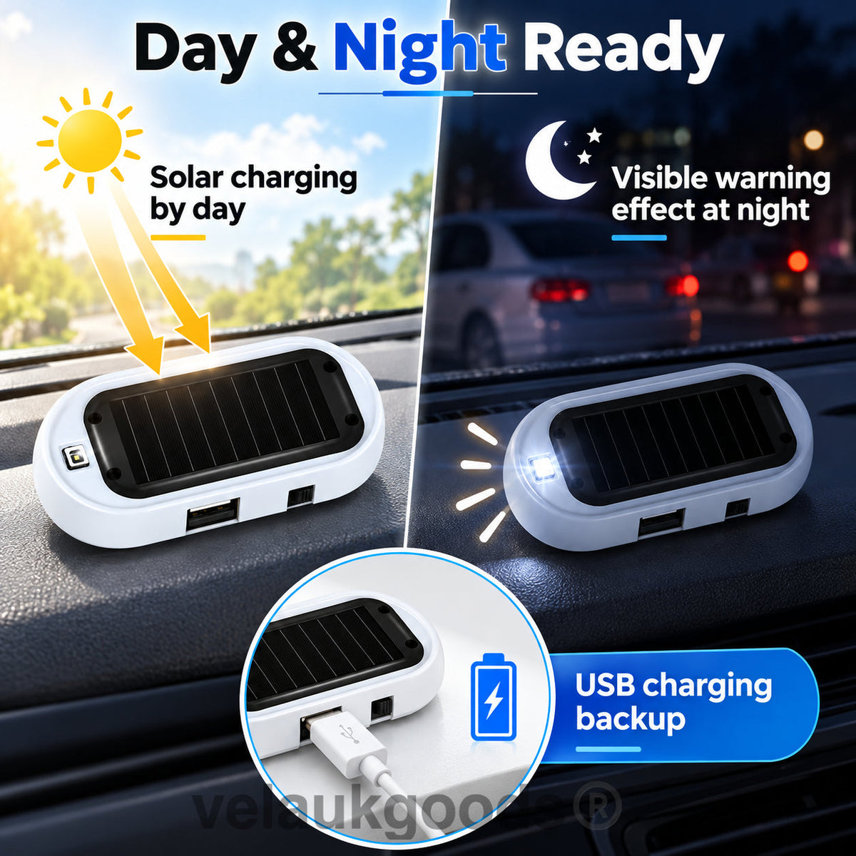 🏆 Last Day Special Price £8.99! 🚨🚗Compact Solar Anti-Theft LED Flashing Lamp
