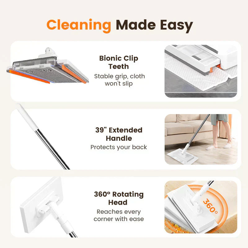 🔥Hot Sale 50% OFF🔥Flat Mop with Stainless Steel Handle, come with Reusable Washable Mop Cloths🏆