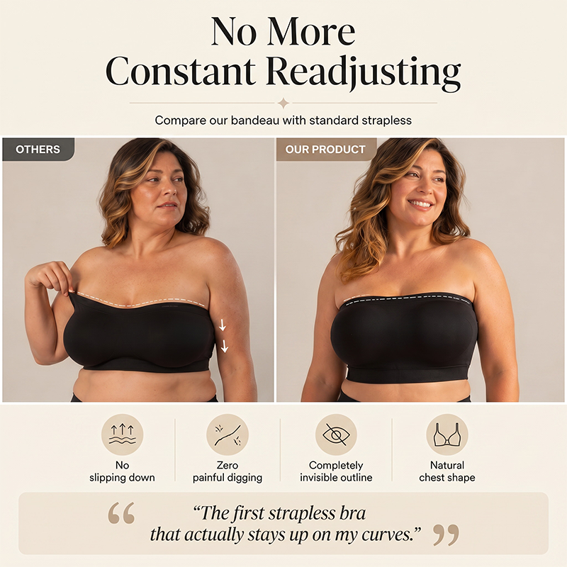 ⛱️Last Day Special Price ￡10.99!!🤩🔥Convertible Strapless Bandeau Bra with Wireless Comfort, Anti-Slip Grip & Removable Straps