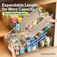 🗄️ 50% OFF! Transparent Extendable Storage Organiser – adjustable 24.5–43cm, clear PET walls let you see every item at a glance. Perfect for medicines, supplements & toiletries – no more rummaging! 🏠✨