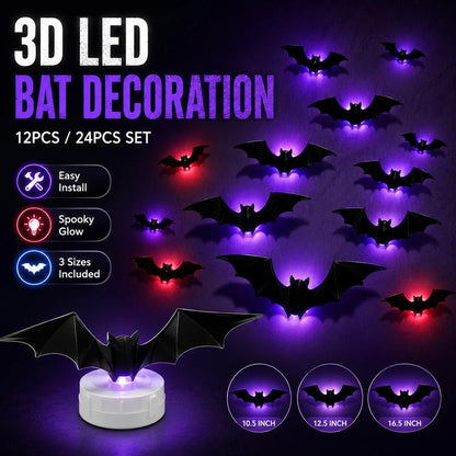 🦇 Halloween Decoration: 3D LED Bat-Shaped Wall Light