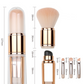 🖌️LAST DAY SALE 60% OFF !!📢Portable Retractable Makeup Brush Set – Multifunctional Travel Cosmetic Tool with Powder, Blush & Silicone Lip Brush