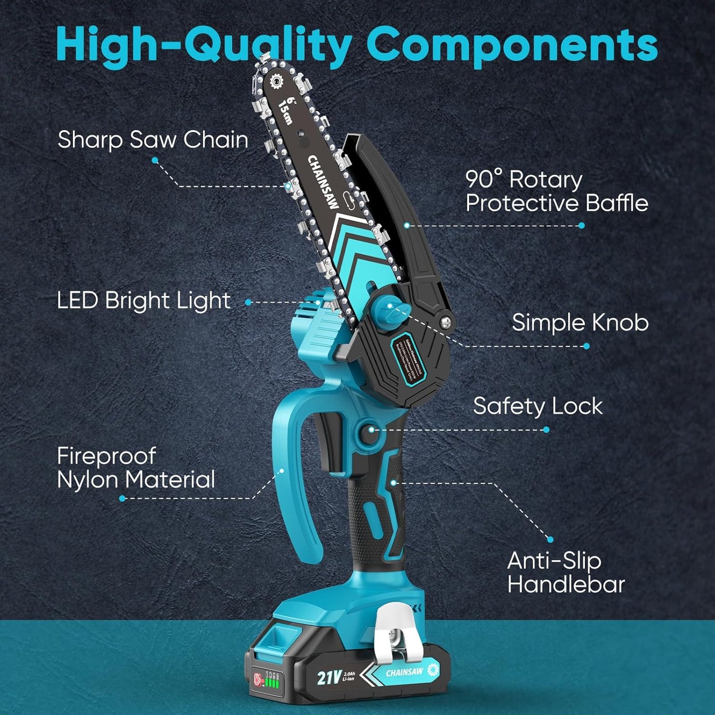 ⚡50% OFF NOW ! 🌳6-inch Cordless Mini Chainsaw with 2 Batteries🌲