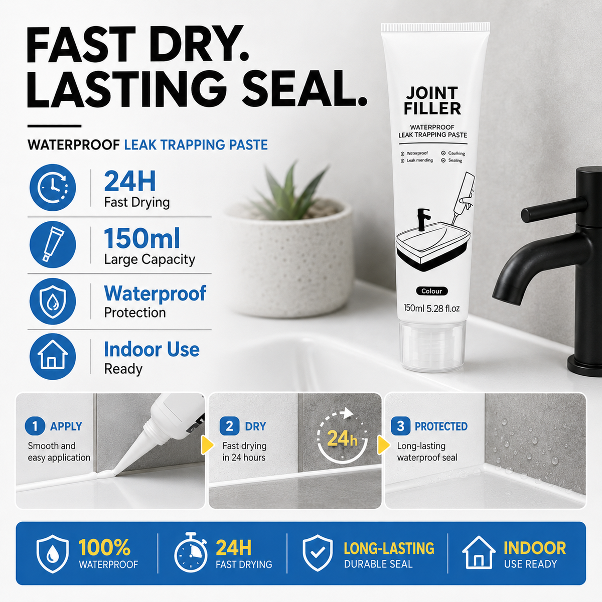 🏠 MULTI-PURPOSE WATERPROOF JOINT FILLER — Mould-Resistant | Flexible Seal | Indoor & Outdoor Use 🔧