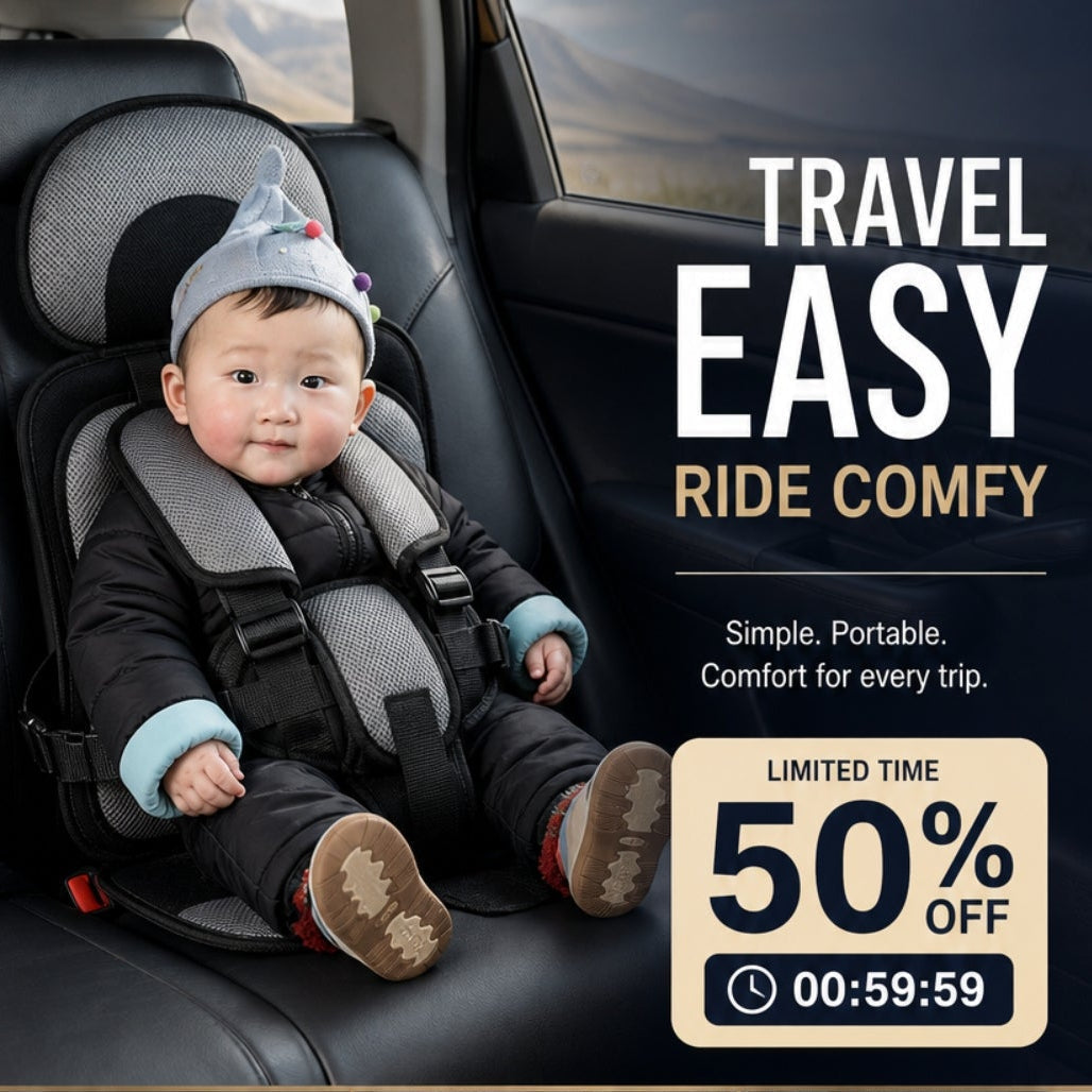 📢📢50% OFF !! ⏰Portable Car Seat – 5-Point Safe, Folds Anywhere