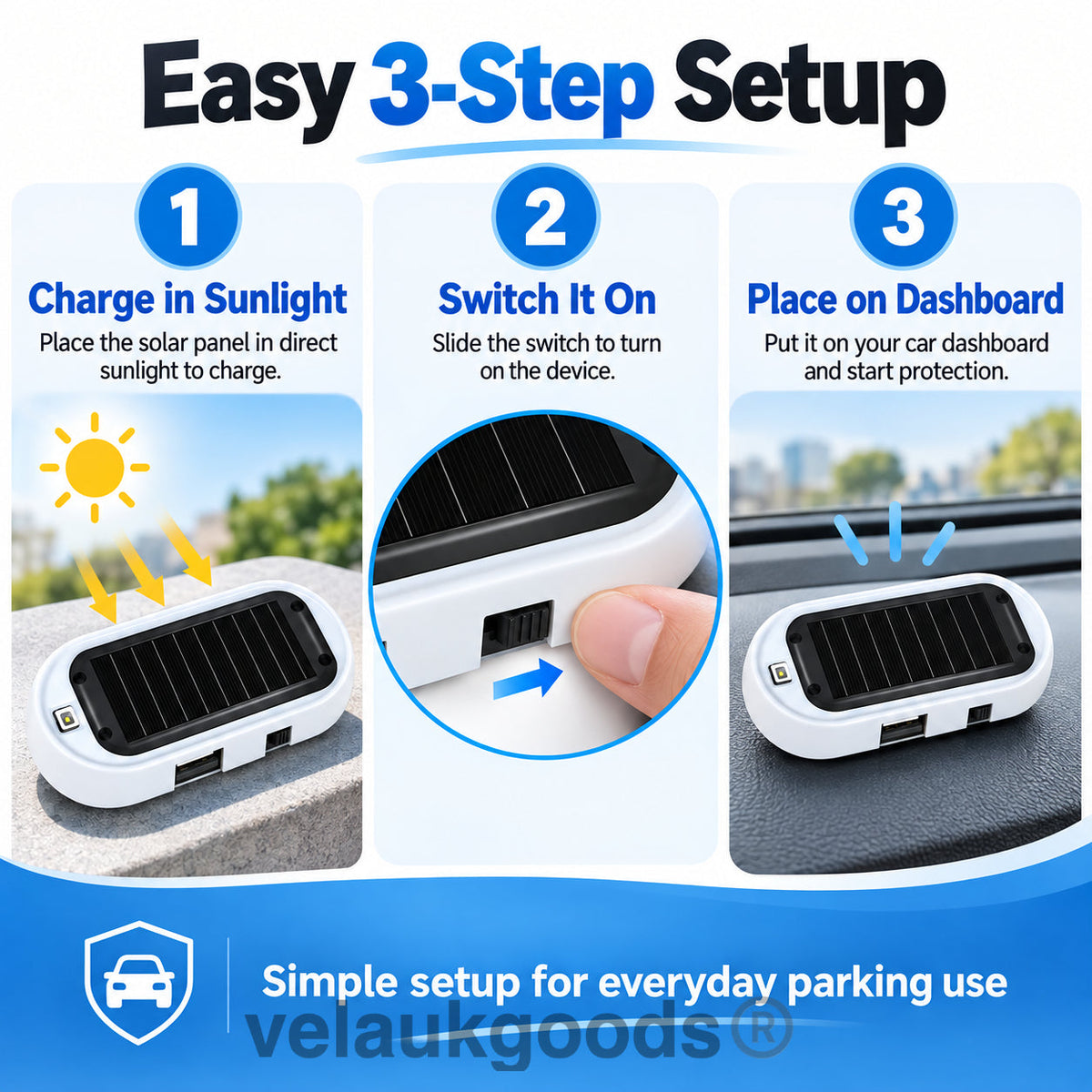 🏆 Last Day Special Price £8.99! 🚨🚗Compact Solar Anti-Theft LED Flashing Lamp