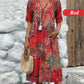 💥Women's Vivid Printed V-Neck Midi Dress