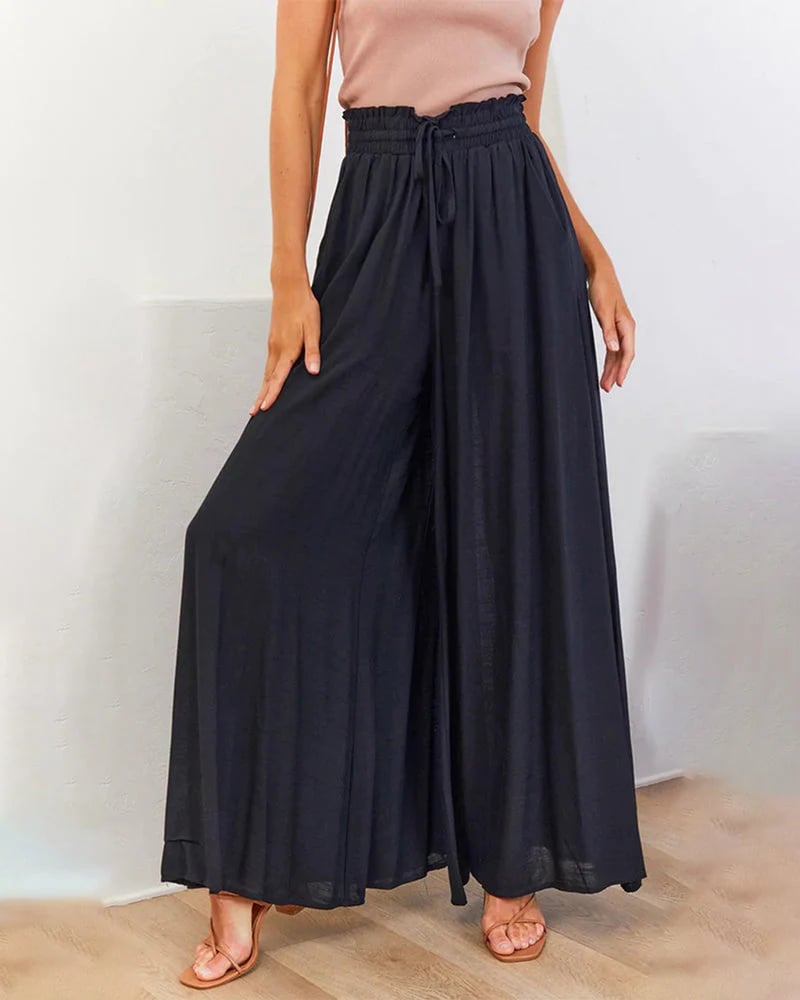 👖 LIMITED-TIME 50% OFF! ✨ Wide-Leg High-Waisted Pants – Cotton Blend, Loose Fit, Drawstring 🌿