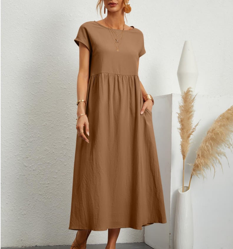 ⏰Last Day Sale 49% Off💃Solid Color Sleeveless Loose Cotton and Linen Pocket Dress