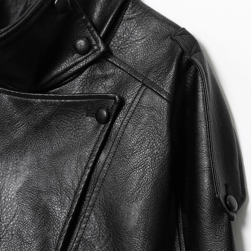 ⚡Faux Leather Stand Collar Oversized Moto Jacket