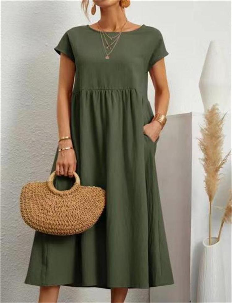 ⏰Last Day Sale 49% Off💃Solid Color Sleeveless Loose Cotton and Linen Pocket Dress