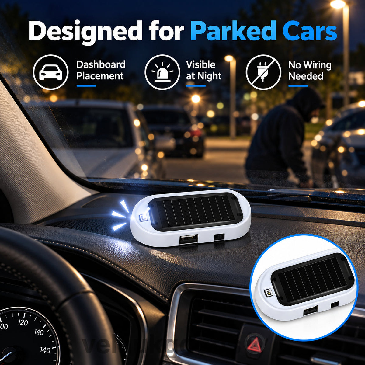 🏆 Last Day Special Price £8.99! 🚨🚗Compact Solar Anti-Theft LED Flashing Lamp