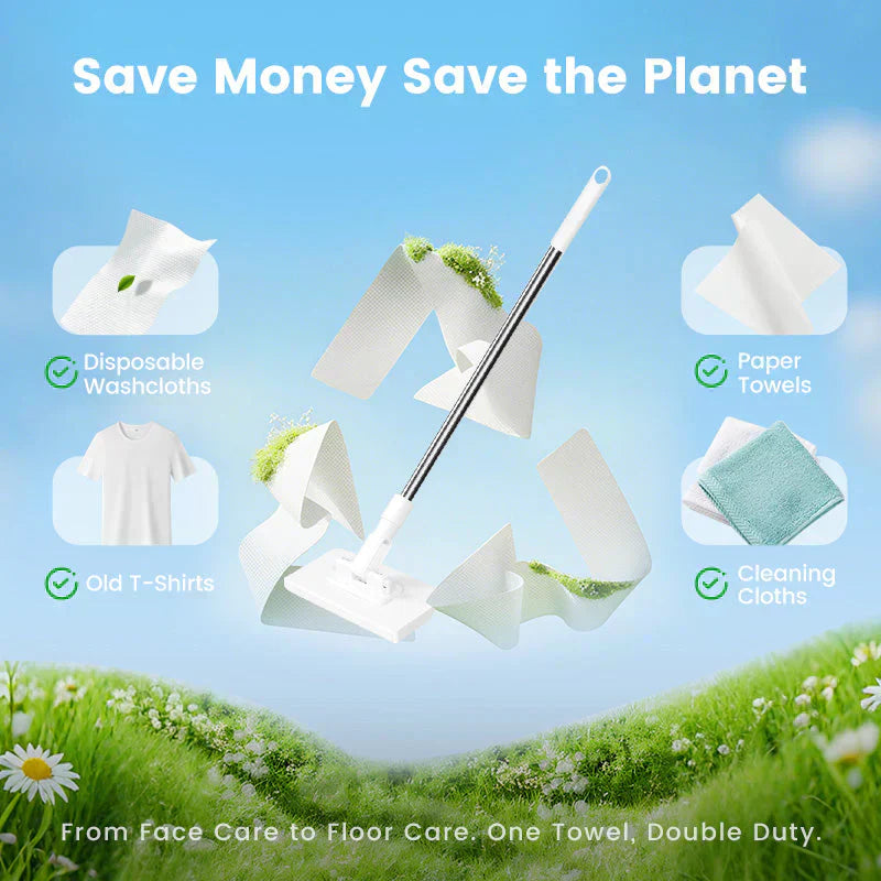 🔥Hot Sale 50% OFF🔥Flat Mop with Stainless Steel Handle, come with Reusable Washable Mop Cloths🏆