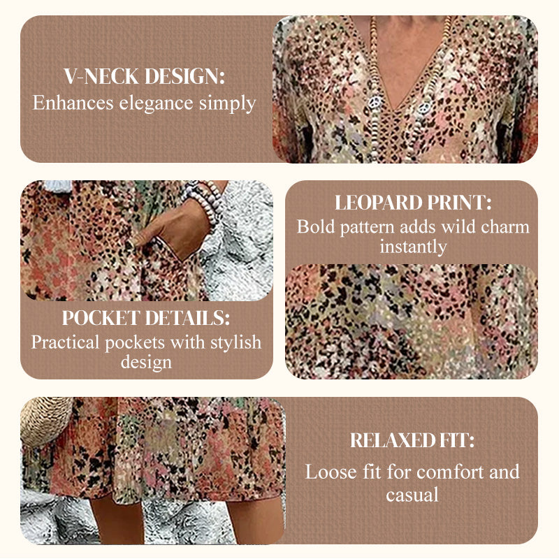 💥Women's Vivid Printed V-Neck Midi Dress