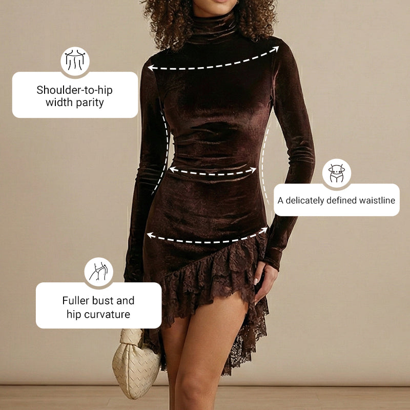 Women's Elegant Asymmetrical Lace Trim Dress | Co-ordinated Comfort