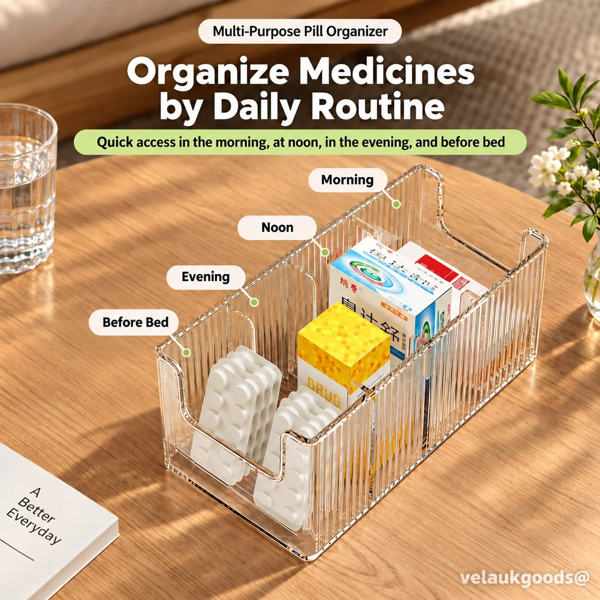 🗄️ 50% OFF! Transparent Extendable Storage Organiser – adjustable 24.5–43cm, clear PET walls let you see every item at a glance. Perfect for medicines, supplements & toiletries – no more rummaging! 🏠✨