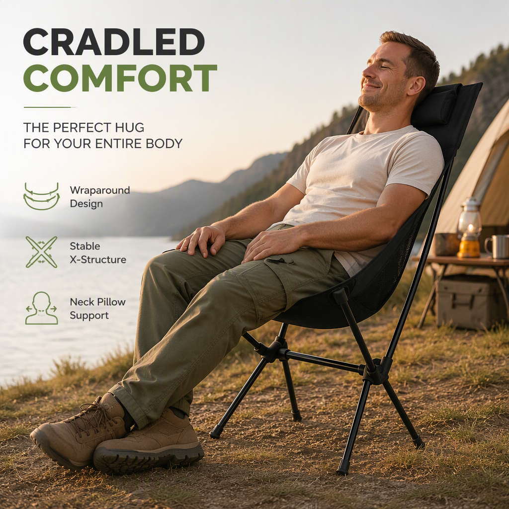 🔥Rock Anywhere Instantly! No-Sag 113kg Foldable Camping Chair