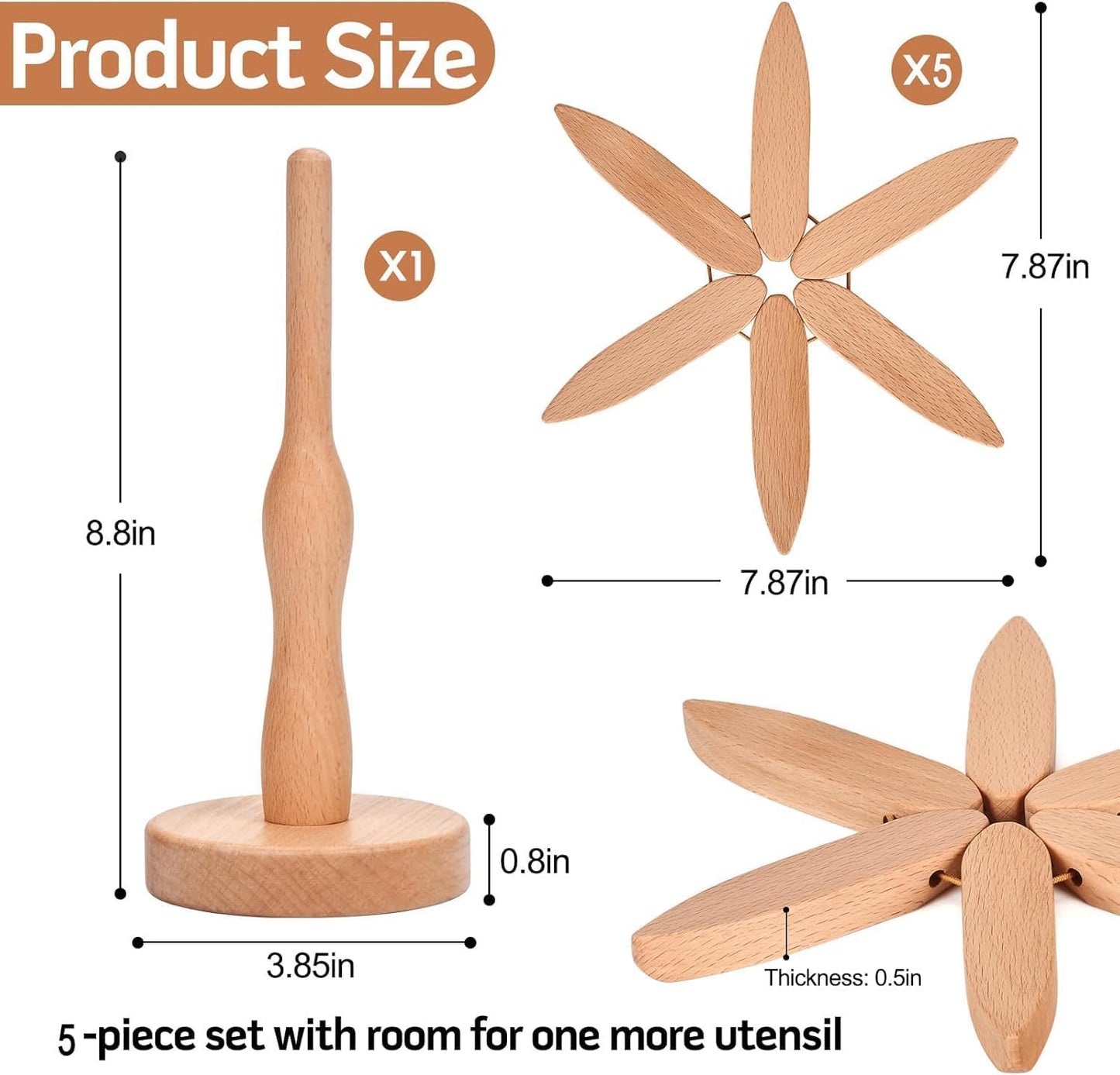 🎅Xmas Sales - 50% OFF🎄✨Natural Tree Trivet Set - 4 Wooden Trivets & 1 Stand Like a Christmas Tree